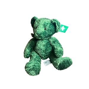 Russ Berrie 10.5" "Shawn" Soft Velvety‎ GREEN TEDDY BEAR w/Tag